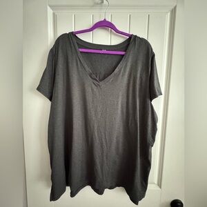 Classic Charcoal Gray V-Neck Women's Top